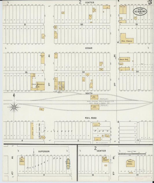 Sanborn Fire Insurance Map from Hibbing, Saint Louis County, Minnesota (1897), Sheet #0003 - Historic Sanborn Fire Insurance Map Print, vintage old map wall art, antique decor, genealogy gift, Minnesota Minnesota map