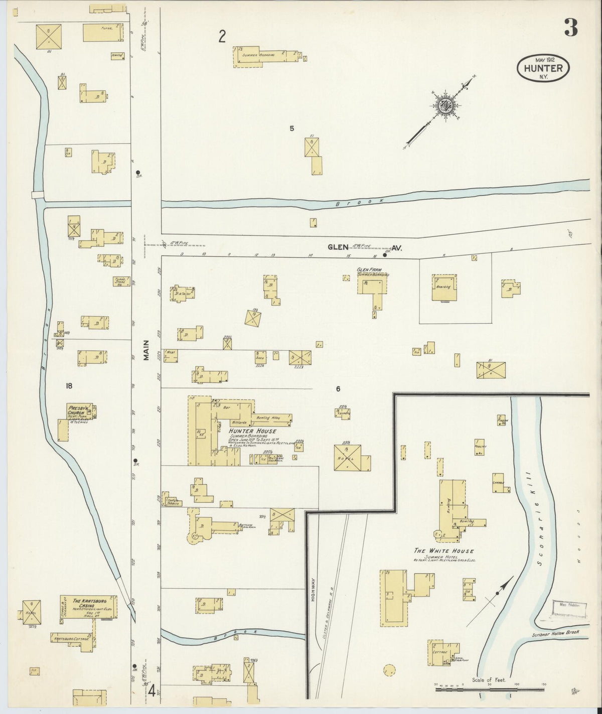 Sanborn Fire Insurance Map from Hunter, Greene County, New York (1912), Sheet #0003 - Complete Map Set gallery image, historic Sanborn map, vintage wall art, New York New York