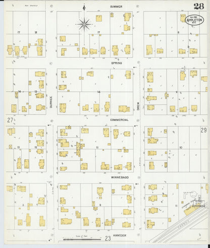 Sanborn Fire Insurance Map from Appleton, Outagamie County, Wisconsin (1901), Sheet #0028 - Historic Sanborn Fire Insurance Map Print, vintage old map wall art, antique decor, genealogy gift, Wisconsin Wisconsin map