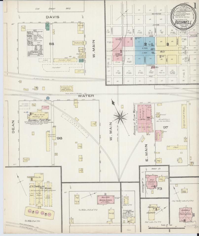 Sanborn Fire Insurance Map from Bushnell, Mcdonough County, Illinois. (1886) – Map View