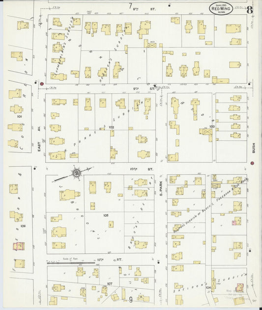 Sanborn Fire Insurance Map from Red Wing, Goodhue County, Minnesota (1910), Sheet #0008 - Historic Sanborn Fire Insurance Map Print, vintage old map wall art, antique decor, genealogy gift, Minnesota Minnesota map