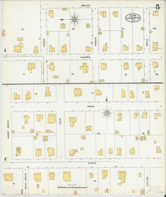 Sanborn Fire Insurance Map from Ladonia, Fannin County, Texas (1905), Sheet #0005 - Historic Sanborn Fire Insurance Map Print, vintage old map wall art, antique decor, genealogy gift, Texas Texas map