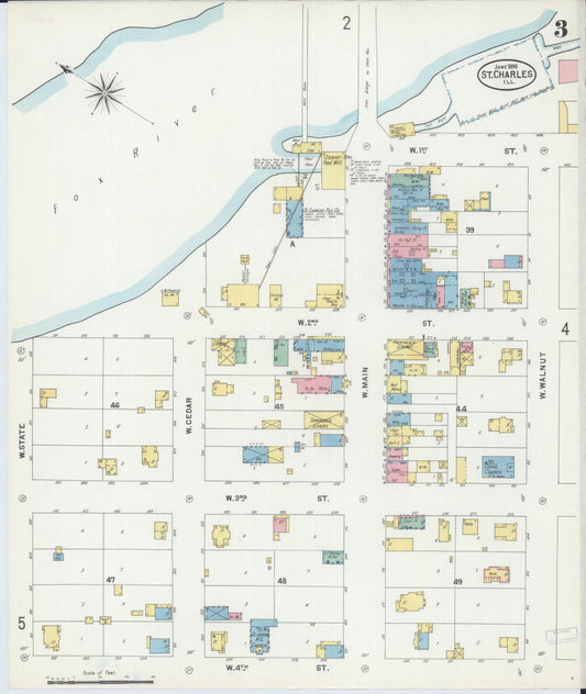 Sanborn Fire Insurance Map from Saint Charles, Kane County, Illinois (1898), Sheet #0003 - Historic Sanborn Fire Insurance Map Print, vintage old map wall art, antique decor, genealogy gift, Illinois Illinois map