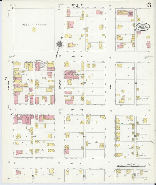 Sanborn Fire Insurance Map from Chaska, Carver County, Minnesota (1911), Sheet #0003 - Historic Sanborn Fire Insurance Map Print, vintage old map wall art, antique decor, genealogy gift, Minnesota Minnesota map