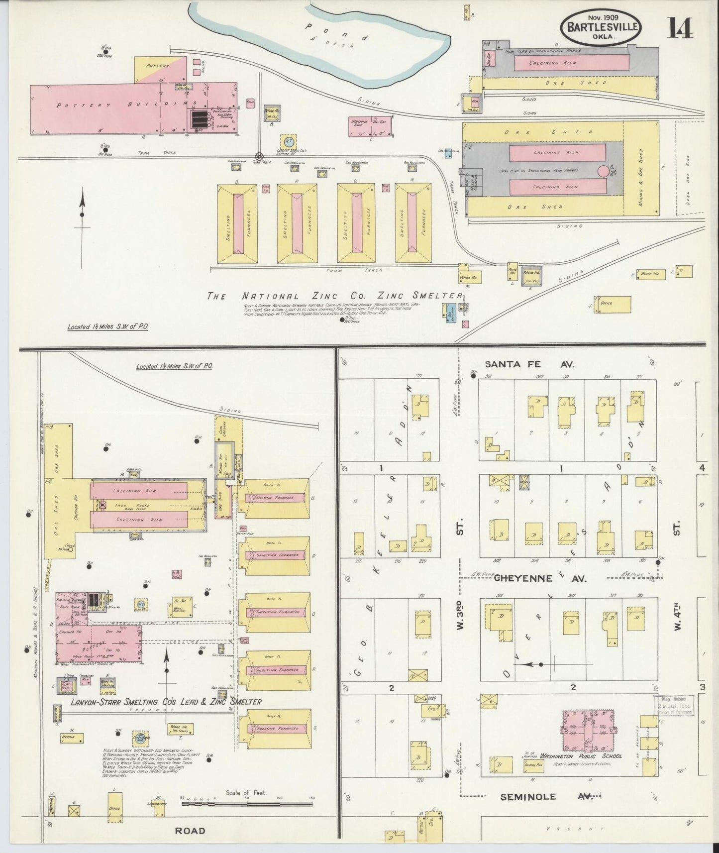 Sanborn Fire Insurance Map from Bartlesville, Washington County, Oklahoma (1909), Sheet #0014 - Complete Map Set gallery image, historic Sanborn map, vintage wall art, Oklahoma Oklahoma