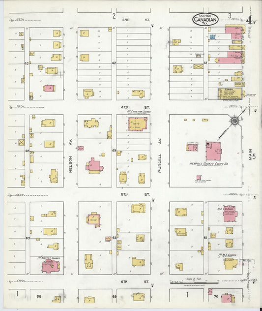 Sanborn Fire Insurance Map from Canadian, Hemphill County, Texas (1920), Sheet #0004 - Historic Sanborn Fire Insurance Map Print, vintage old map wall art, antique decor, genealogy gift, Texas Texas map