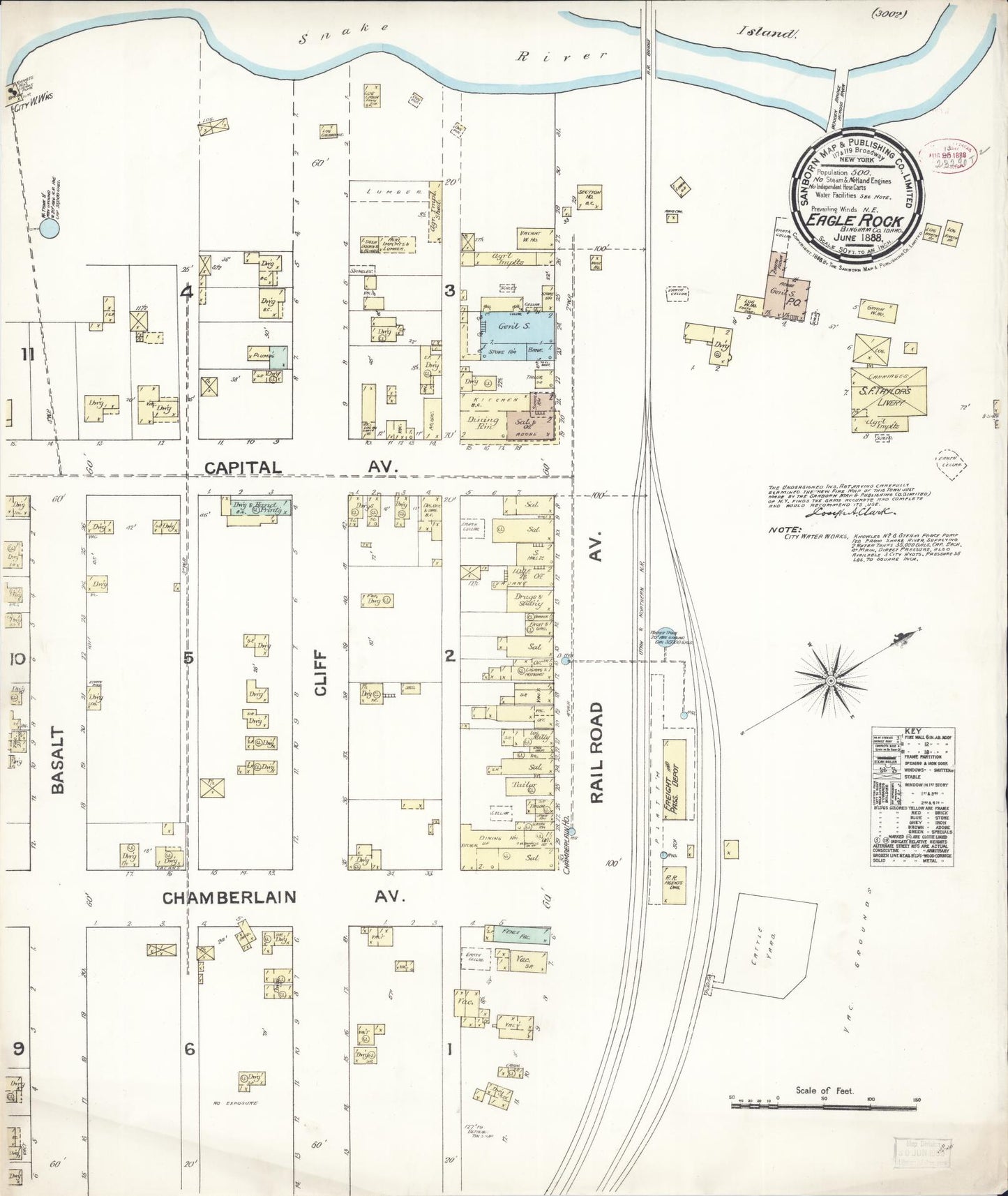 Sanborn Fire Insurance Map from Eagle Rock, Bingham County, Idaho (1888), Sheet #0001 - Historic Sanborn Fire Insurance Map Print, vintage old map wall art, antique decor, genealogy gift, Idaho Idaho map