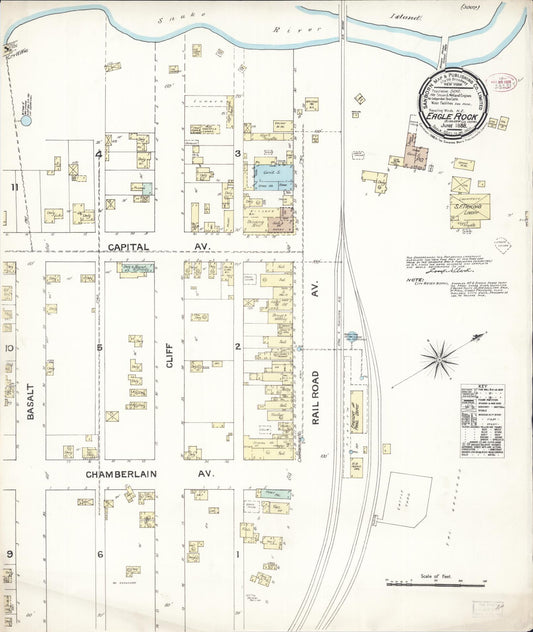 Sanborn Fire Insurance Map from Eagle Rock, Bingham County, Idaho (1888), Sheet #0001 - Historic Sanborn Fire Insurance Map Print, vintage old map wall art, antique decor, genealogy gift, Idaho Idaho map