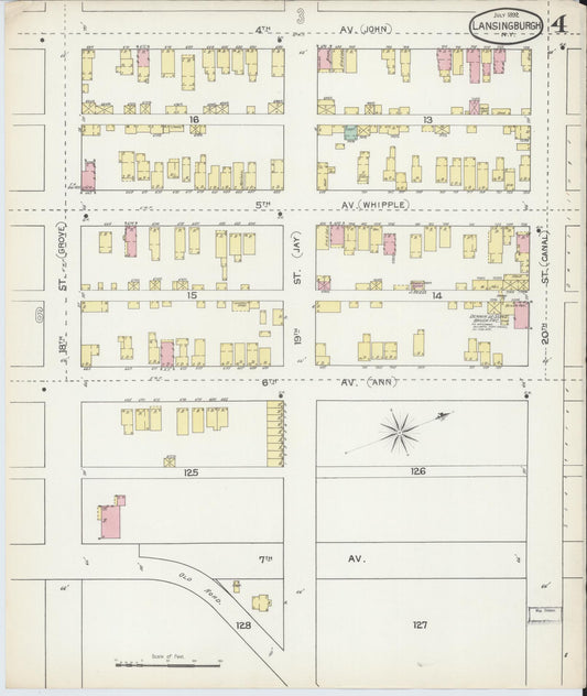 Sanborn Fire Insurance Map from Lansingburg, Rensselaer County, New York (1892), Sheet #0004 - Historic Sanborn Fire Insurance Map Print, vintage old map wall art, antique decor, genealogy gift, New York New York map