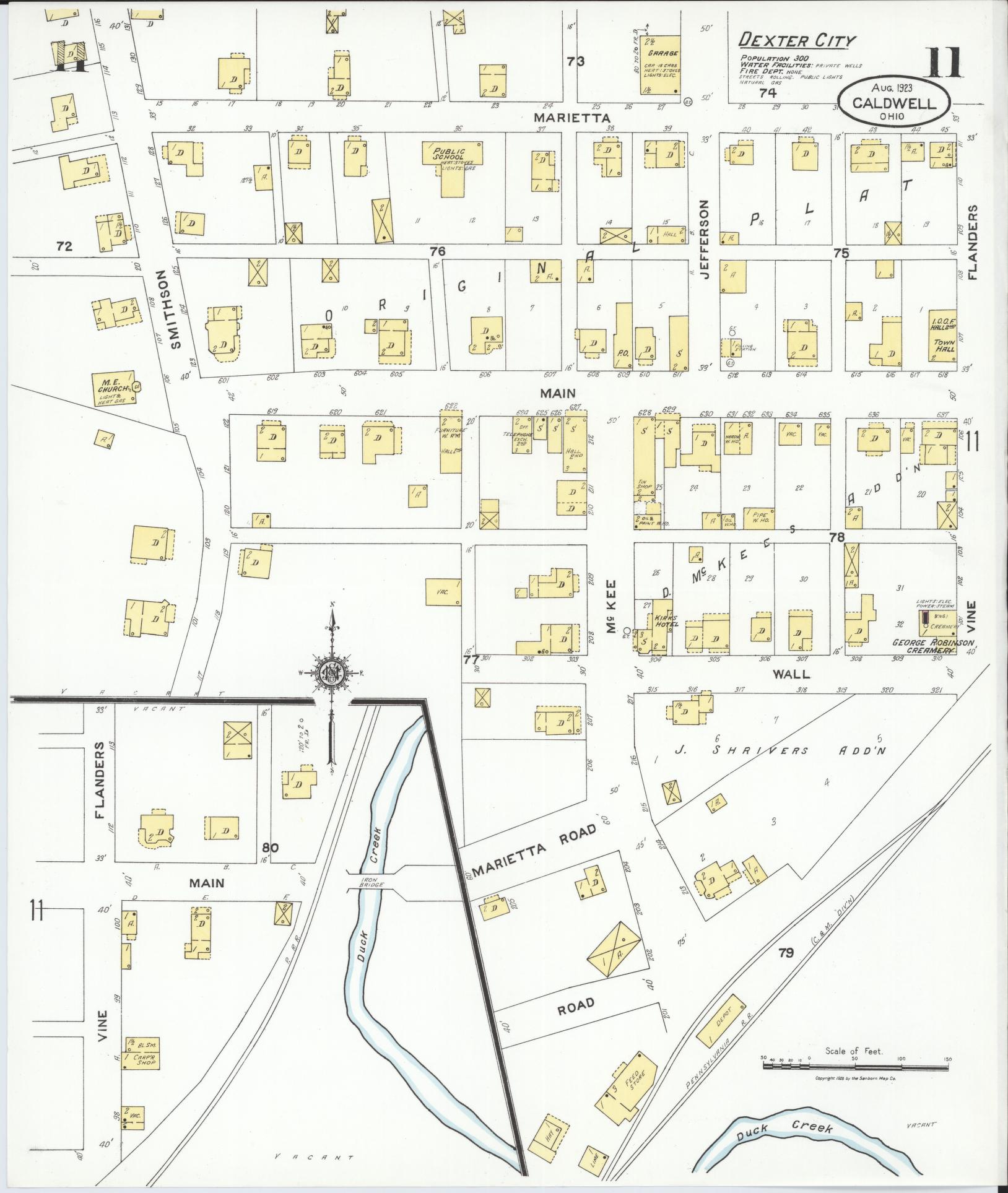 Sanborn Fire Insurance Map from Caldwell, Noble County, Ohio (1923), Sheet #0011 - Historic Sanborn Fire Insurance Map Print, vintage old map wall art, antique decor, genealogy gift, Ohio Ohio map