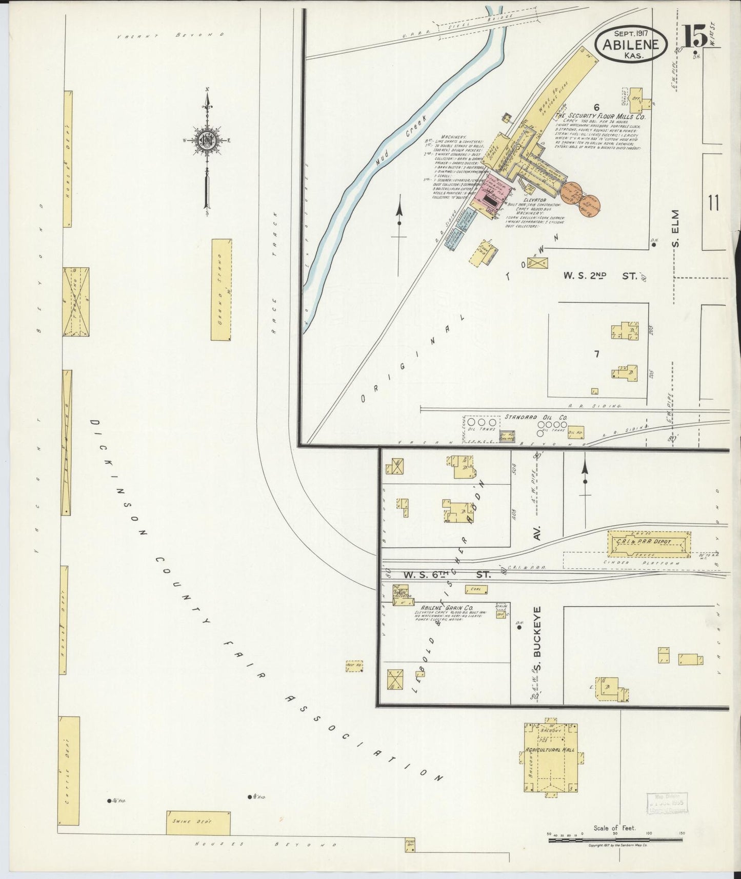 Sanborn Fire Insurance Map from Abilene, Dickinson County, Kansas (1917), Sheet #0015 - Historic Sanborn Fire Insurance Map Print, vintage old map wall art, antique decor, genealogy gift, Kansas Kansas map