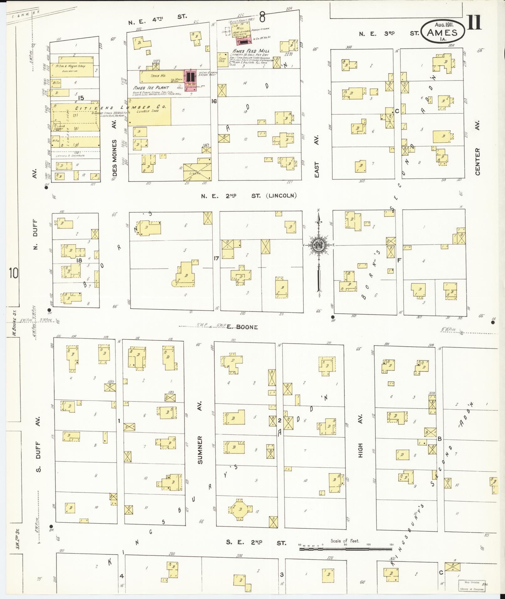 Sanborn Fire Insurance Map from Ames, Story County, Iowa (1911), Sheet #0011 - Historic Sanborn Fire Insurance Map Print