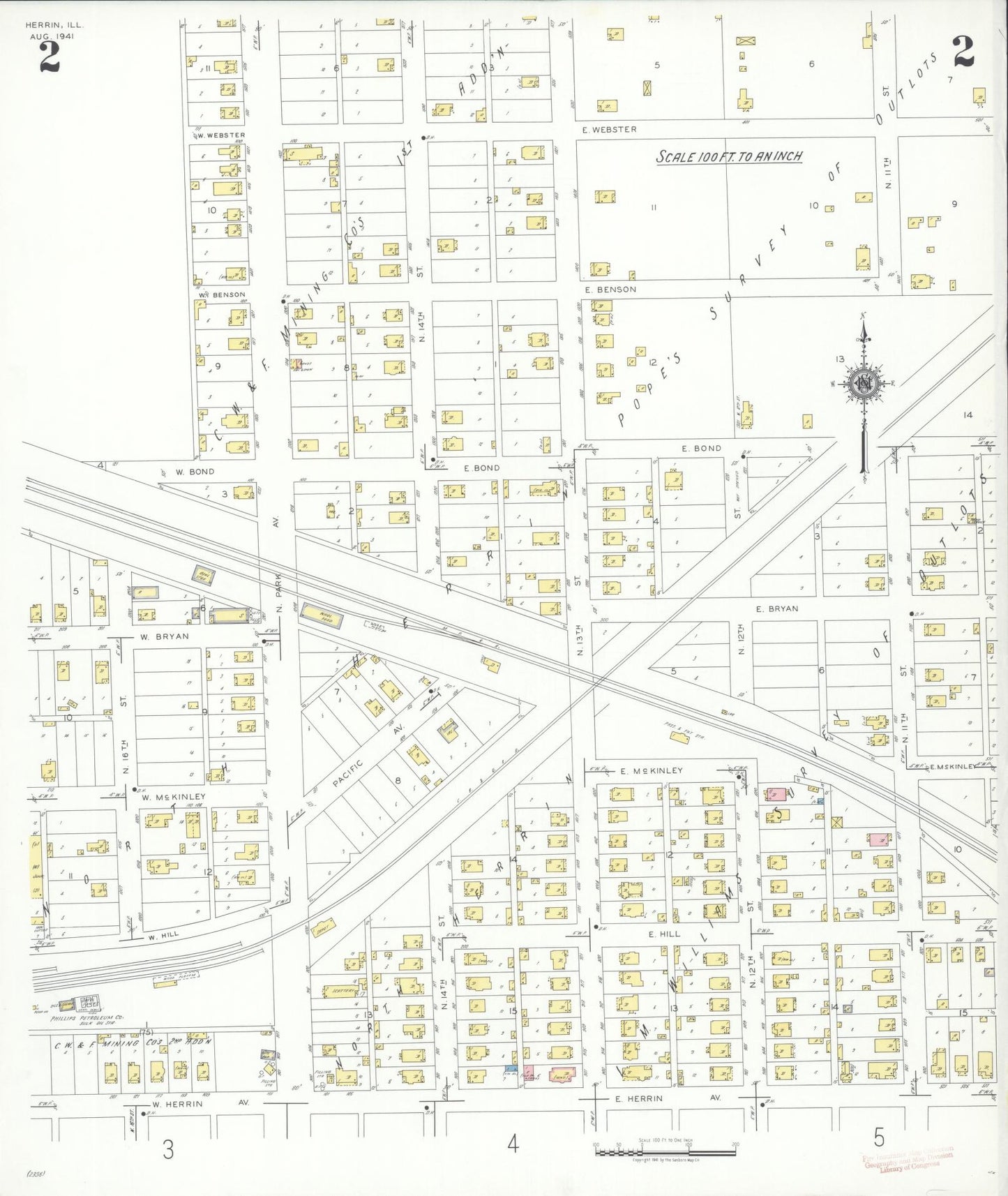 Sanborn Fire Insurance Map from Herrin, Williamson County, Illinois (1941), Sheet #0002 - Complete Map Set gallery image, historic Sanborn map, vintage wall art, Illinois Illinois