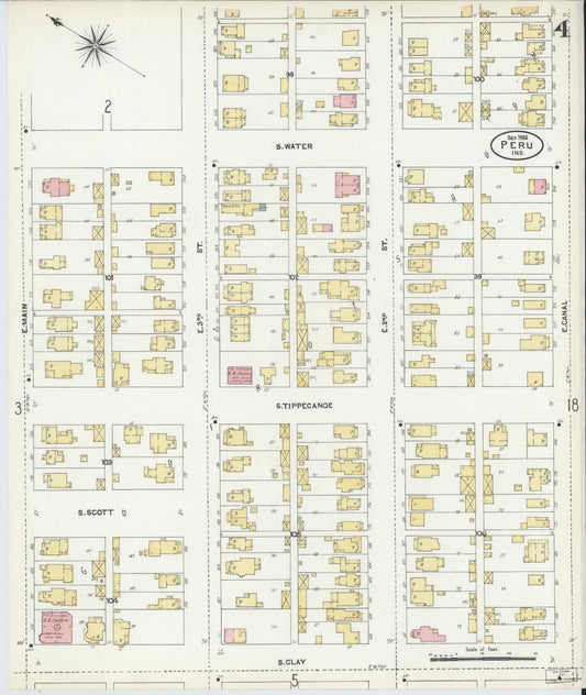 Sanborn Fire Insurance Map from Peru, Miami County, Indiana (1906), Sheet #0004 - Historic Sanborn Fire Insurance Map Print, vintage old map wall art, antique decor, genealogy gift, Indiana Indiana map