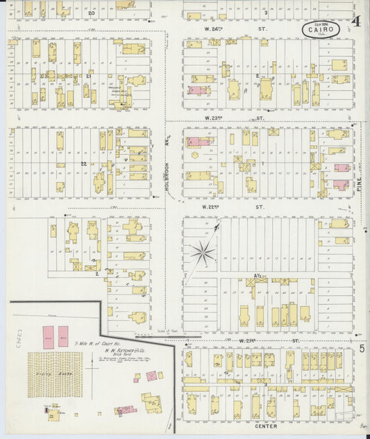 Sanborn Fire Insurance Map from Cairo, Alexander County, Illinois (1896), Sheet #0004 - Historic Sanborn Fire Insurance Map Print, vintage old map wall art, antique decor, genealogy gift, Illinois Illinois map
