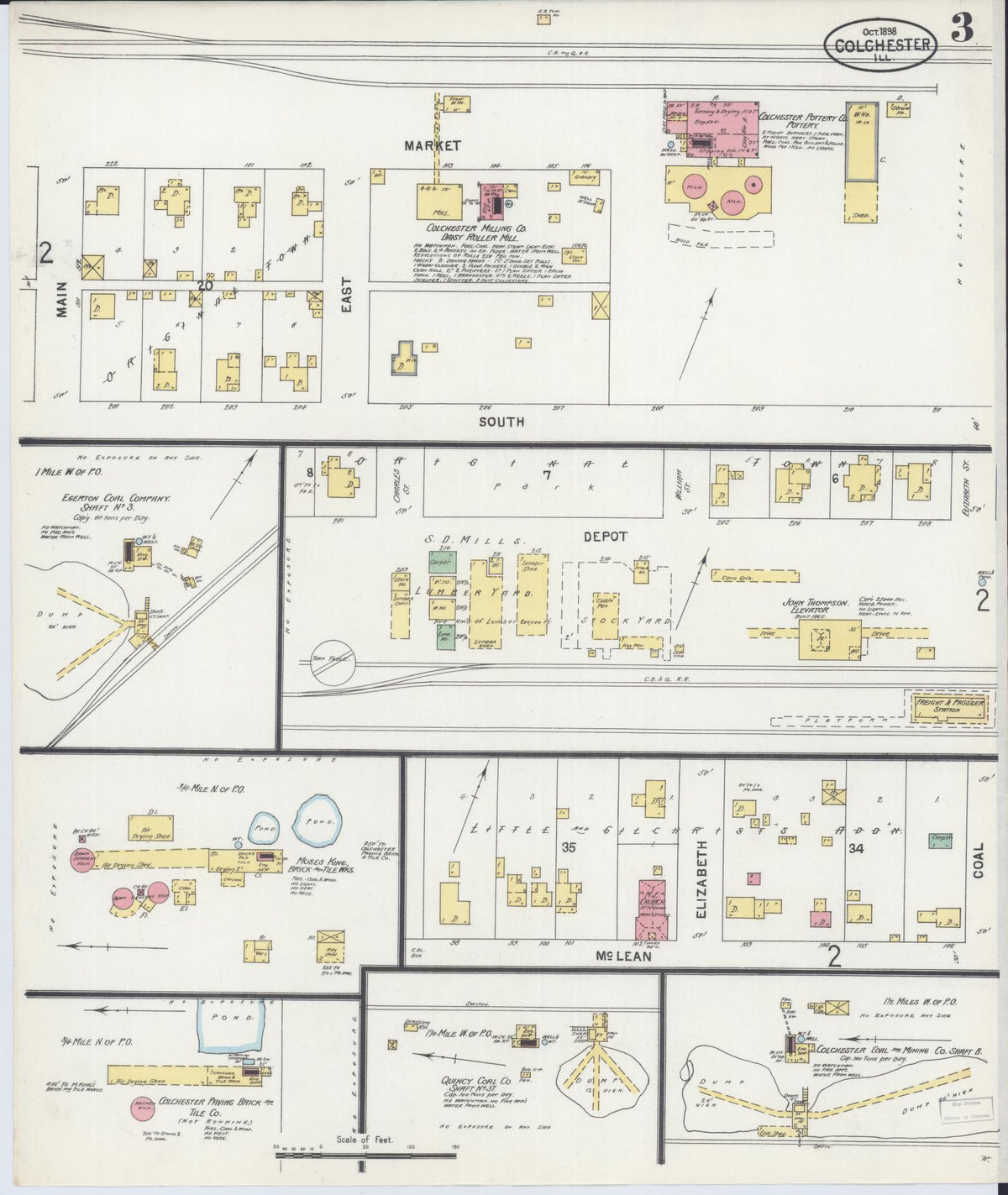 Sanborn Fire Insurance Map from Colchester, Mcdonough County, Illinois (1898), Sheet #0003 - Historic Sanborn Fire Insurance Map Print, vintage old map wall art, antique decor, genealogy gift, Illinois Illinois map