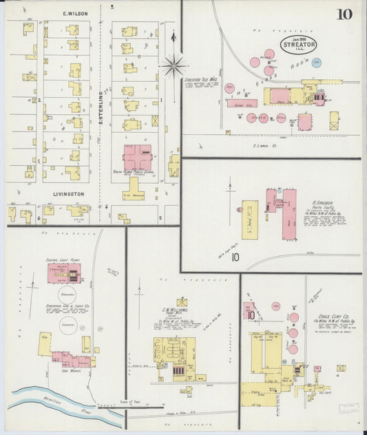 Sanborn Fire Insurance Map from Streator, La Salle County, Illinois (1898), Sheet #0010 - Historic Sanborn Fire Insurance Map Print, vintage old map wall art, antique decor, genealogy gift, Illinois Illinois map