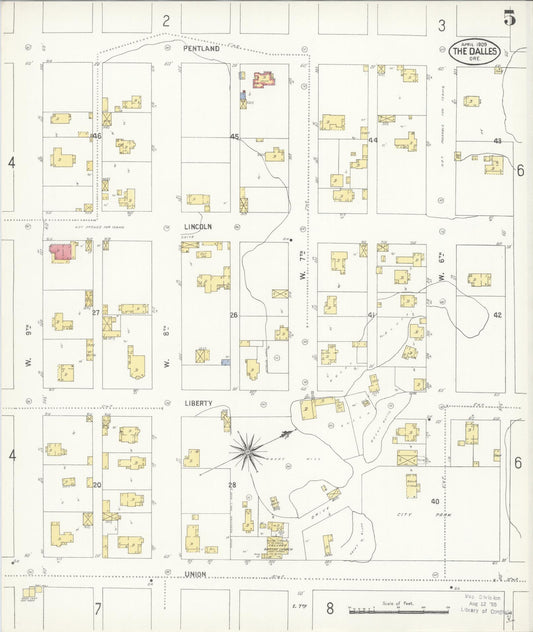 Sanborn Fire Insurance Map from The Dalles, Wasco County, Oregon (1909), Sheet #0005 - Historic Sanborn Fire Insurance Map Print, vintage old map wall art, antique decor, genealogy gift, Oregon Oregon map