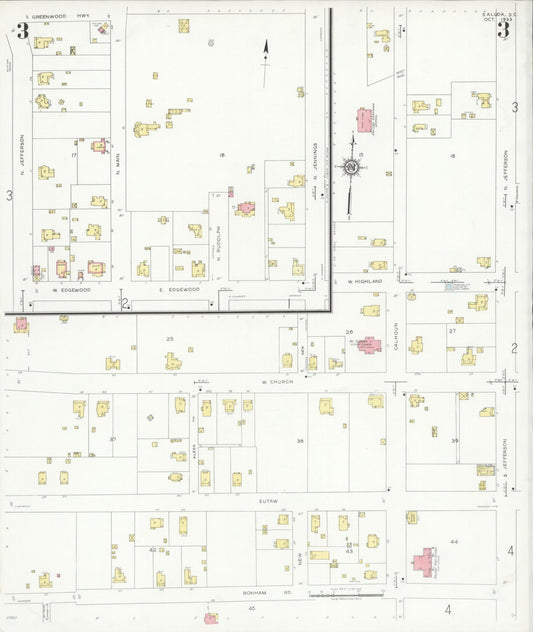 Sanborn Fire Insurance Map from Saluda, Saluda County, South Carolina (1933), Sheet #0003 - Historic Sanborn Fire Insurance Map Print, vintage old map wall art, antique decor, genealogy gift, South Carolina South Carolina map