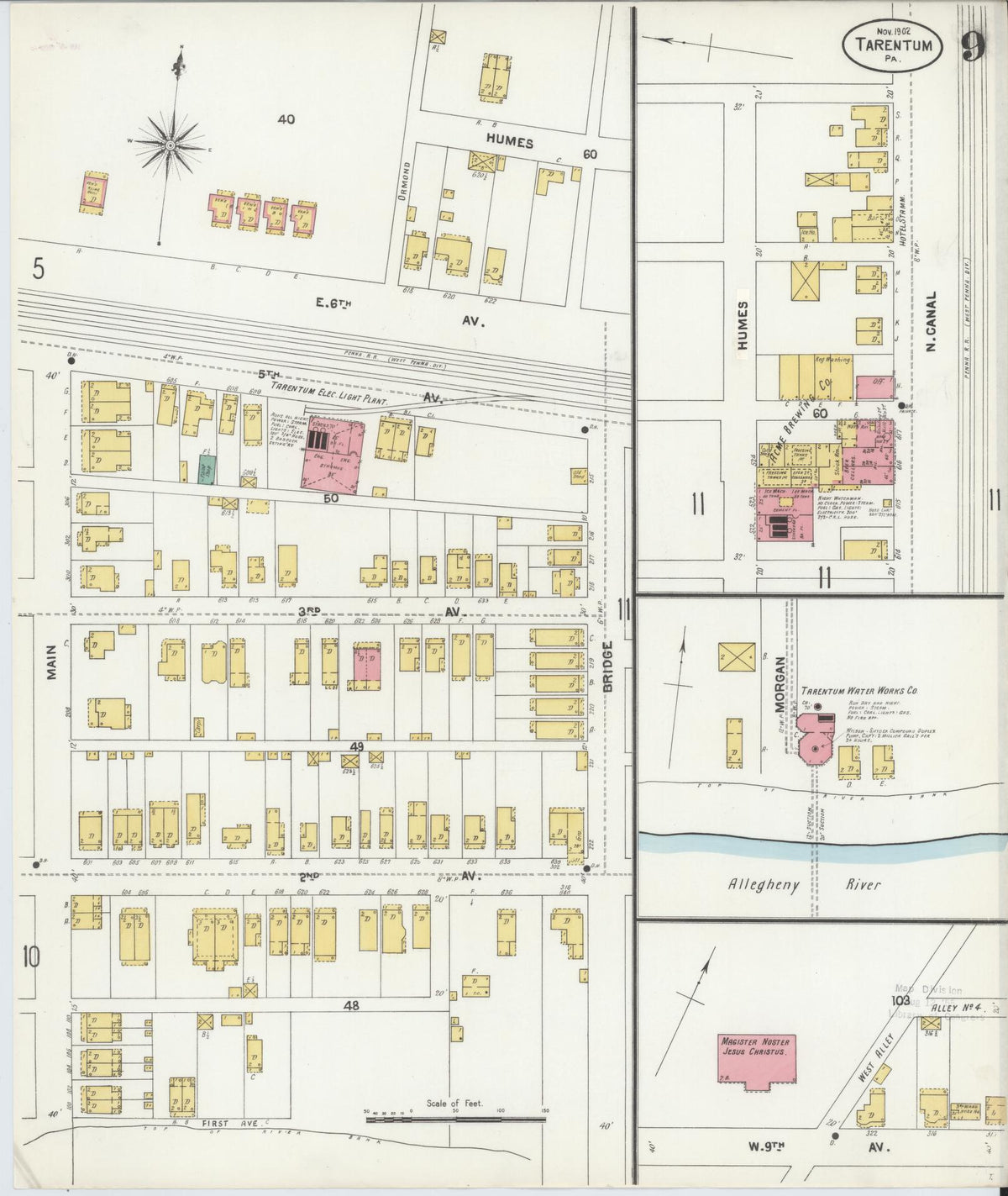 Sanborn Fire Insurance Map from Tarentum, Allegheny County, Pennsylvania (1902), Sheet #0009 - Historic Sanborn Fire Insurance Map Print, vintage old map wall art, antique decor, genealogy gift, Pennsylvania Pennsylvania map
