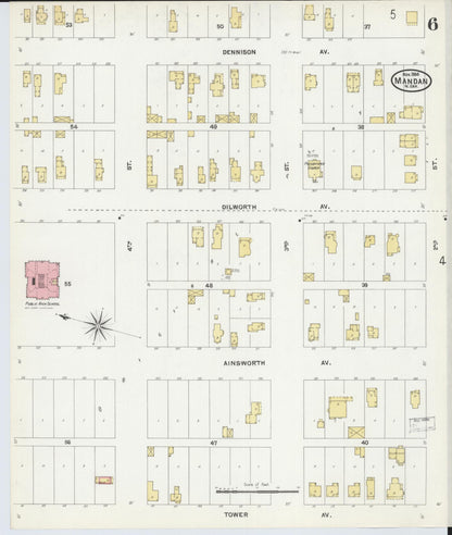 Sanborn Fire Insurance Map from Mandan, Morton County, North Dakota (1904), Sheet #0006 - Complete Map Set gallery image, historic Sanborn map, vintage wall art, North Dakota North Dakota