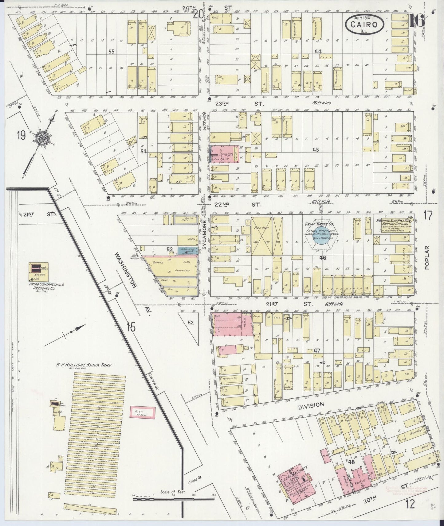 Sanborn Fire Insurance Map from Cairo, Alexander County, Illinois (1914), Sheet #0016 - Complete Map Set gallery image, historic Sanborn map, vintage wall art, Illinois Illinois