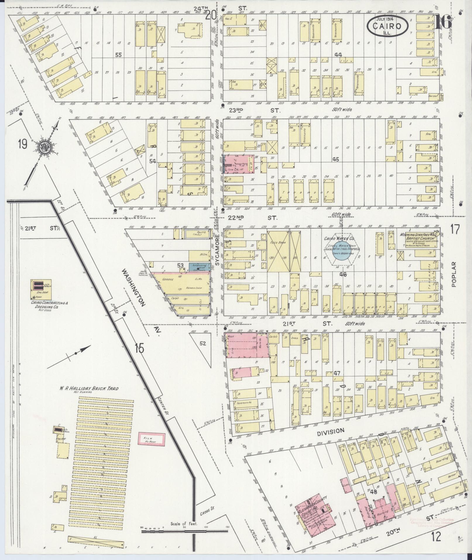 Sanborn Fire Insurance Map from Cairo, Alexander County, Illinois (1914), Sheet #0016 - Complete Map Set gallery image, historic Sanborn map, vintage wall art, Illinois Illinois