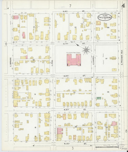 Sanborn Fire Insurance Map from Philipsburg, Centre County, Pennsylvania (1904), Sheet #0004 - Historic Sanborn Fire Insurance Map Print, vintage old map wall art, antique decor, genealogy gift, Pennsylvania Pennsylvania map