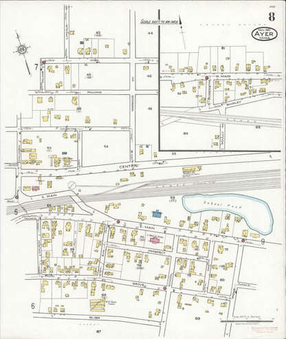 Sanborn Fire Insurance Map from Ayer, Middlesex County, Massachusetts (1921), Sheet #0008 - Complete Map Set gallery image, historic Sanborn map, vintage wall art, Massachusetts Massachusetts