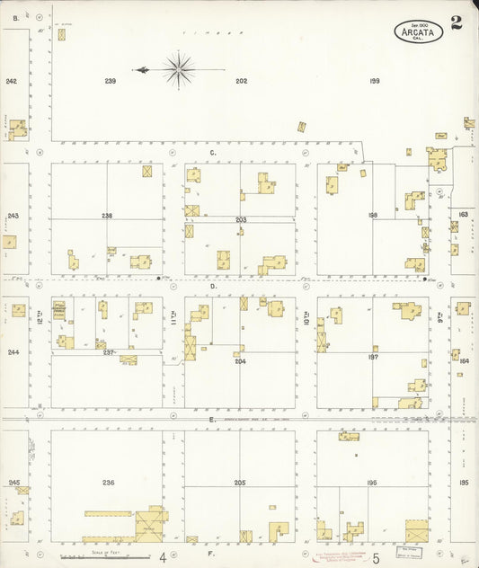 Sanborn Fire Insurance Map from Arcata, Humboldt County, California (1900), Sheet #0002 - Historic Sanborn Fire Insurance Map Print, vintage old map wall art, antique decor, genealogy gift, California California map