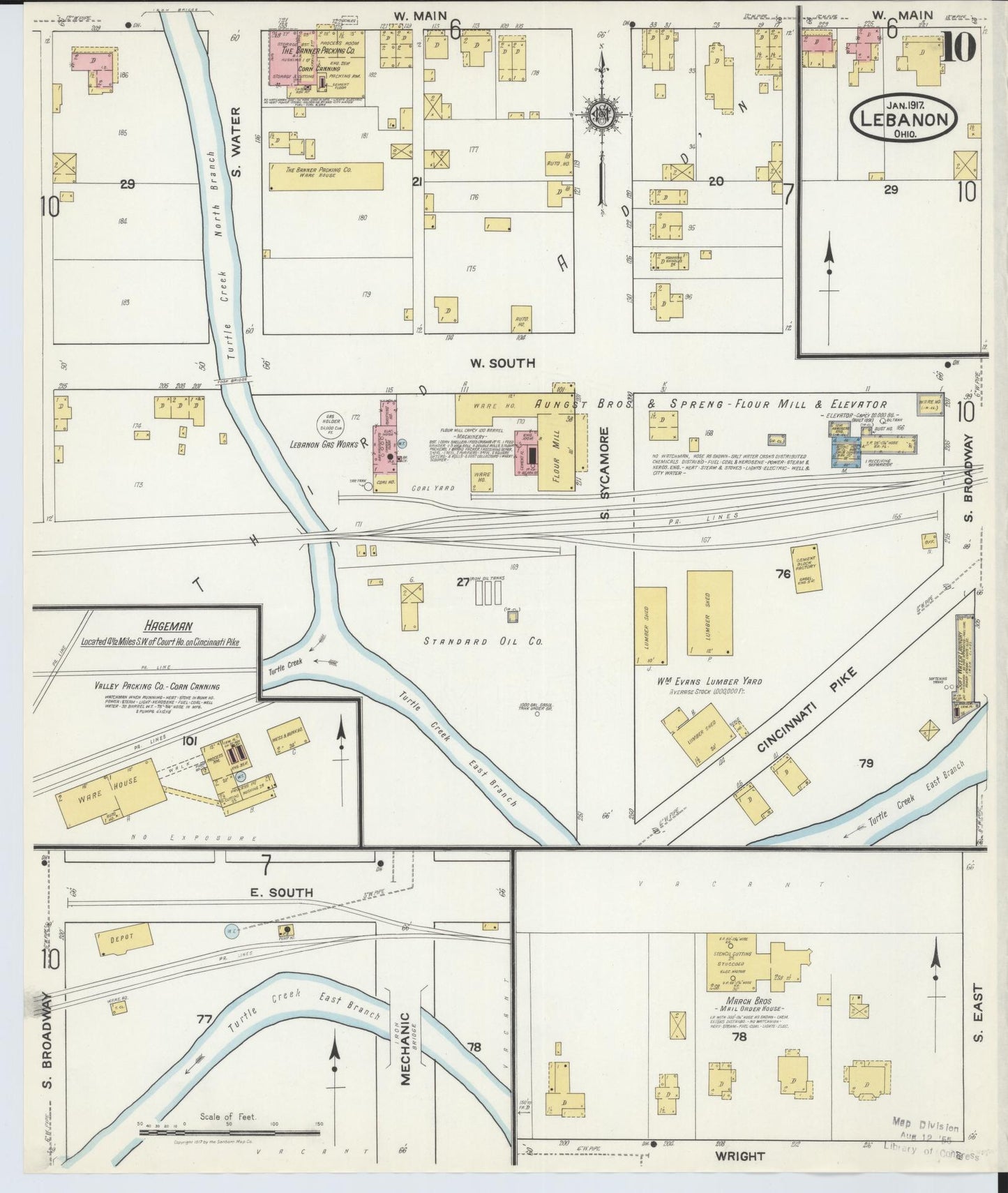 Sanborn Fire Insurance Map from Lebanon, Warren County, Ohio (1917), Sheet #0010 - Complete Map Set gallery image, historic Sanborn map, vintage wall art, Ohio Ohio