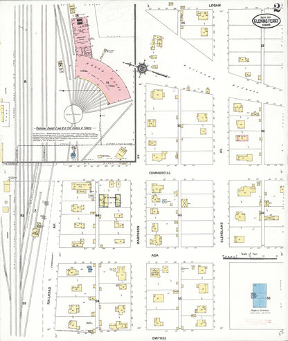 Sanborn Fire Insurance Map from Glenns Ferry, Elmore County, Idaho (1911), Sheet #0002 - Complete Map Set gallery image, historic Sanborn map, vintage wall art, Idaho Idaho