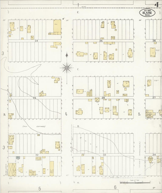 Sanborn Fire Insurance Map from Blaine, Whatcom County, Washington (1907), Sheet #0004 - Historic Sanborn Fire Insurance Map Print, vintage old map wall art, antique decor, genealogy gift, Washington Washington map