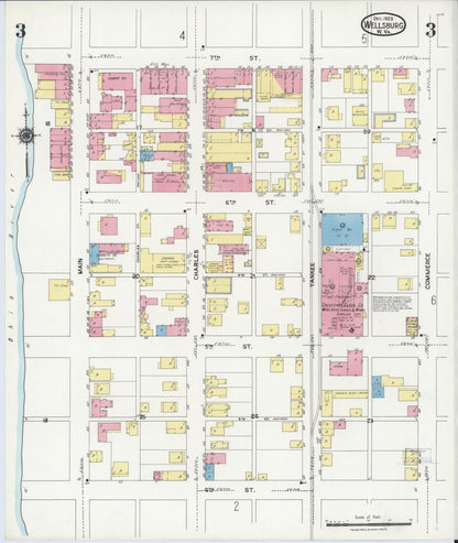 Sanborn Fire Insurance Map from Wellsburg, Brooke County, West Virginia (1923), Sheet #0003 - Complete Map Set gallery image, historic Sanborn map, vintage wall art, West Virginia West Virginia