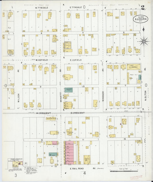 Sanborn Fire Insurance Map from Aurora, Lawrence County, Missouri (1902), Sheet #0002 - Historic Sanborn Fire Insurance Map Print, vintage old map wall art, antique decor, genealogy gift, Missouri Missouri map