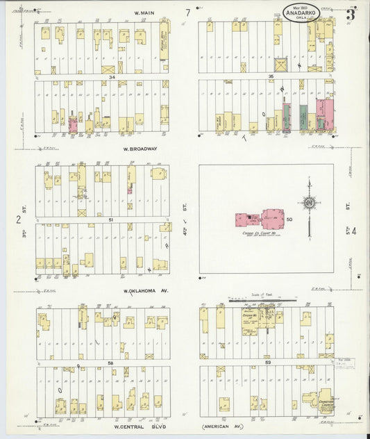 Sanborn Fire Insurance Map from Anadarko, Caddo County, Oklahoma (1910), Sheet #0003 - Historic Sanborn Fire Insurance Map Print, vintage old map wall art, antique decor, genealogy gift, Oklahoma Oklahoma map
