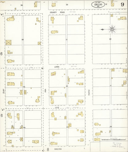 Sanborn Fire Insurance Map from Dallas, Polk County, Oregon (1905), Sheet #0009 - Complete Map Set gallery image, historic Sanborn map, vintage wall art, Oregon Oregon