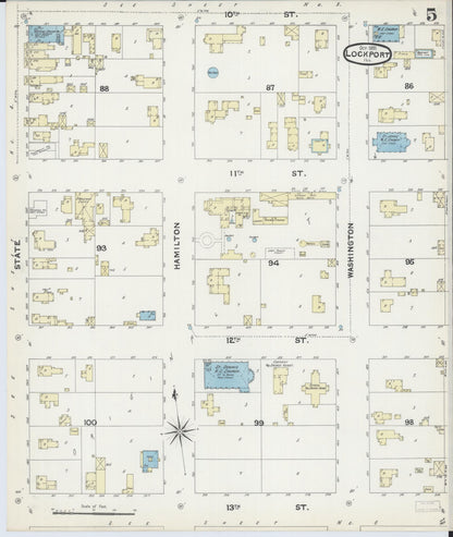 Sanborn Fire Insurance Map from Lockport, Will County, Illinois (1891), Sheet #0005 - Historic Sanborn Fire Insurance Map Print, vintage old map wall art, antique decor, genealogy gift, Illinois Illinois map