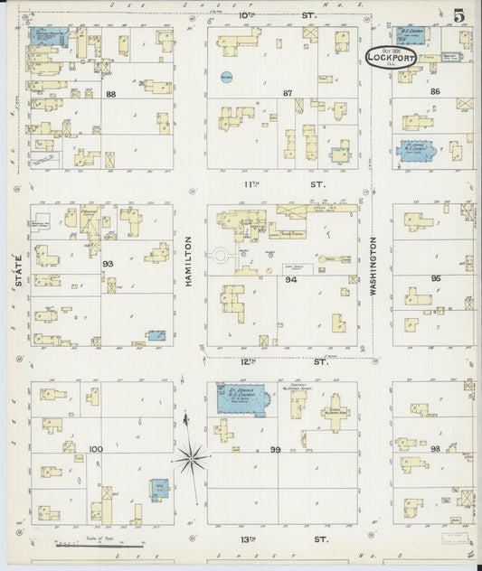 Sanborn Fire Insurance Map from Lockport, Will County, Illinois (1891), Sheet #0005 - Historic Sanborn Fire Insurance Map Print, vintage old map wall art, antique decor, genealogy gift, Illinois Illinois map