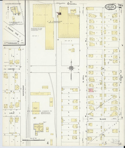 Sanborn Fire Insurance Map from Celina, Mercer County, Ohio (1914), Sheet #0002 - Historic Sanborn Fire Insurance Map Print, vintage old map wall art, antique decor, genealogy gift, Ohio Ohio map