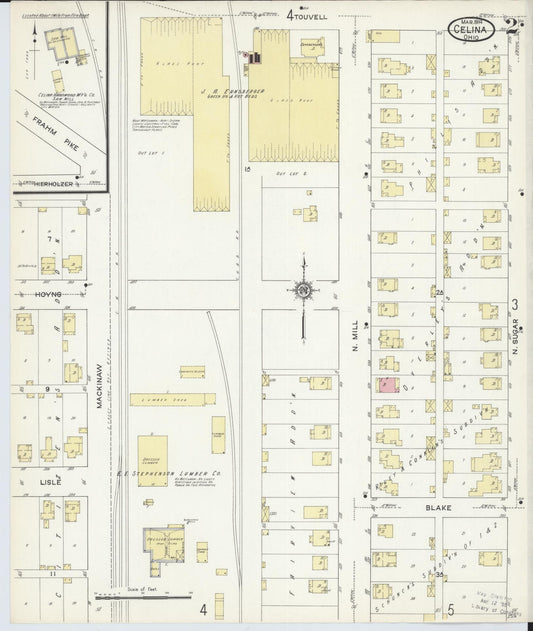Sanborn Fire Insurance Map from Celina, Mercer County, Ohio (1914), Sheet #0002 - Historic Sanborn Fire Insurance Map Print, vintage old map wall art, antique decor, genealogy gift, Ohio Ohio map