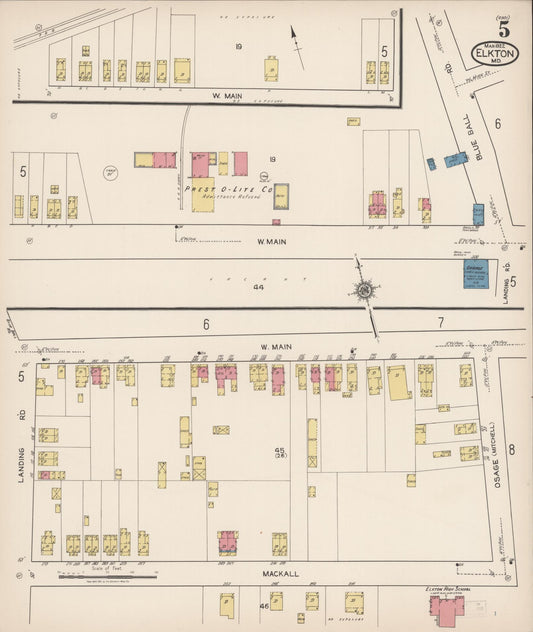 Cecil, Maryland - 1922 - Sanborn Fire Insurance Map, Sheet #0005 - Historic Sanborn Fire Insurance Map Print, Cecil Maryland 1922 0005 vintage old map wall art