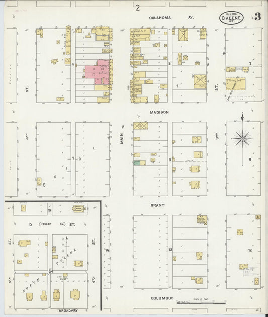 Sanborn Fire Insurance Map from Okeene, Blaine County, Oklahoma (1904), Sheet #0003 - Historic Sanborn Fire Insurance Map Print, vintage old map wall art, antique decor, genealogy gift, Oklahoma Oklahoma map