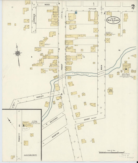 Sanborn Fire Insurance Map from New Albany, Bradford County, Pennsylvania (1911), Sheet #0002 - Historic Sanborn Fire Insurance Map Print, vintage old map wall art, antique decor, genealogy gift, Pennsylvania Pennsylvania map