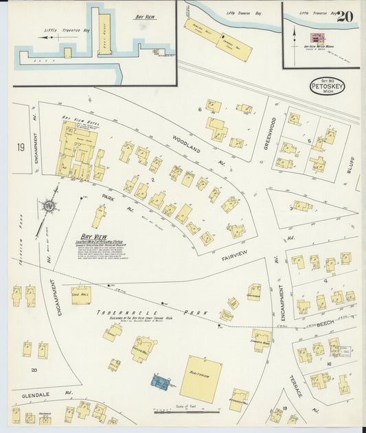 Sanborn Fire Insurance Map from Petoskey, Emmet County, Michigan (1913), Sheet #0020 - Historic Sanborn Fire Insurance Map Print, vintage old map wall art, antique decor, genealogy gift, Michigan Michigan map