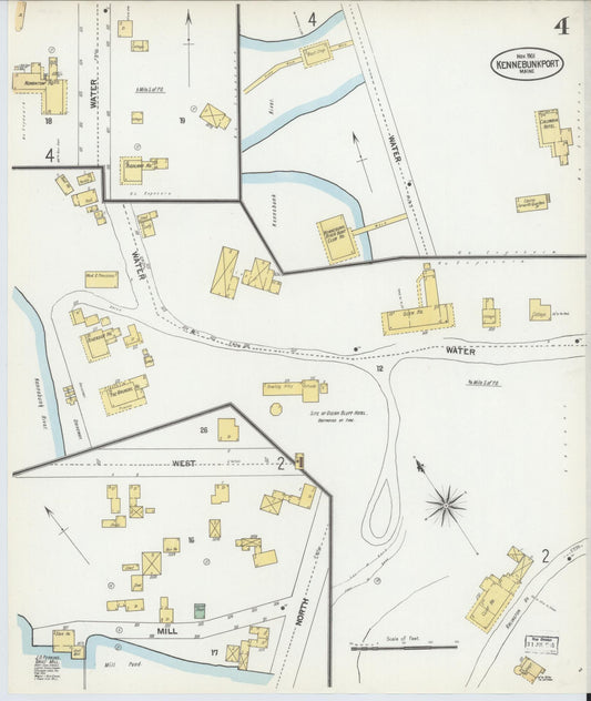 Sanborn Fire Insurance Map from Kennebunkport, York County, Maine (1901), Sheet #0004 - Historic Sanborn Fire Insurance Map Print, vintage old map wall art, antique decor, genealogy gift, Maine Maine map