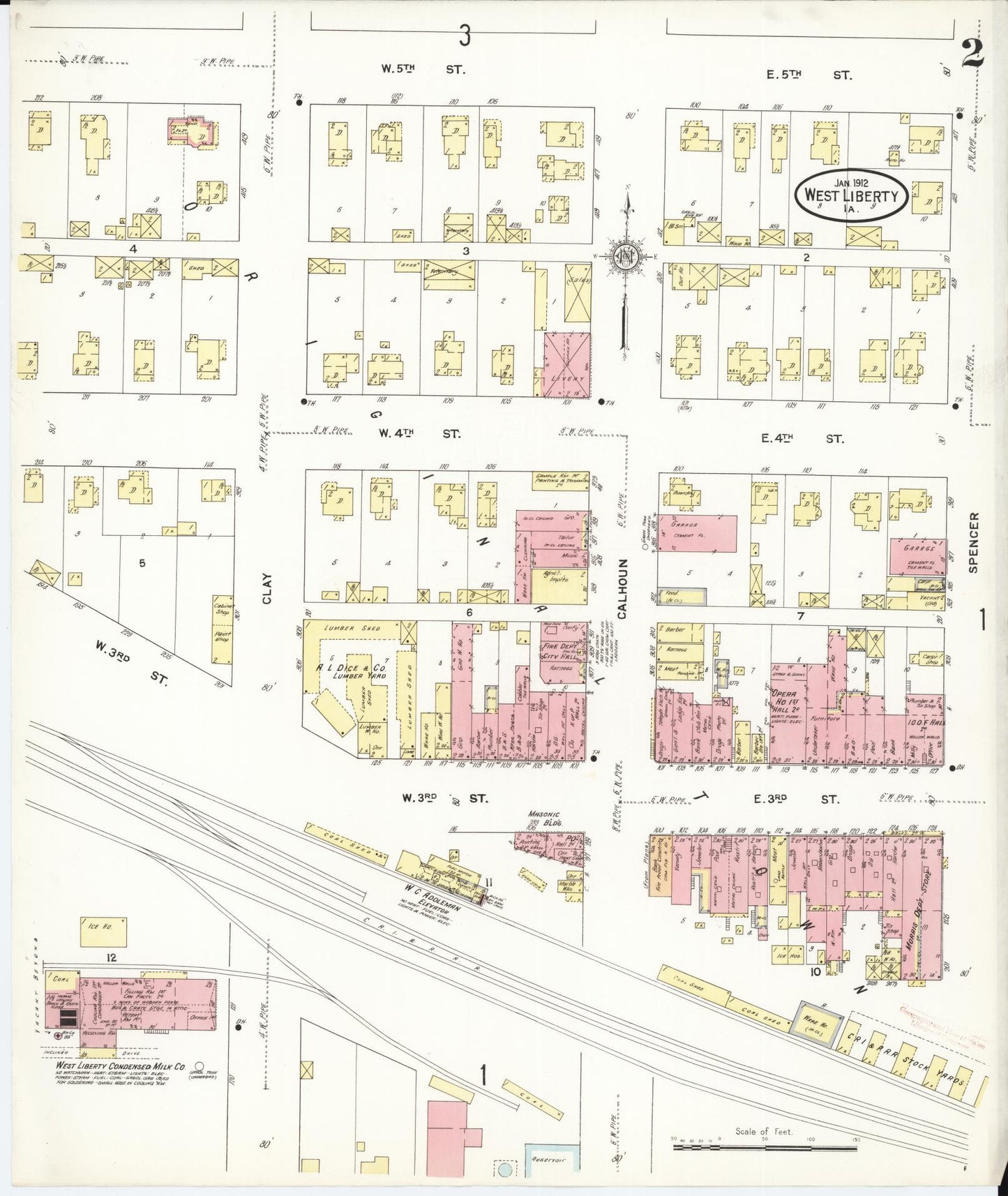 Sanborn Fire Insurance Map from West Liberty, Muscatine County, Iowa (1912), Sheet #0002 - Historic Sanborn Fire Insurance Map Print