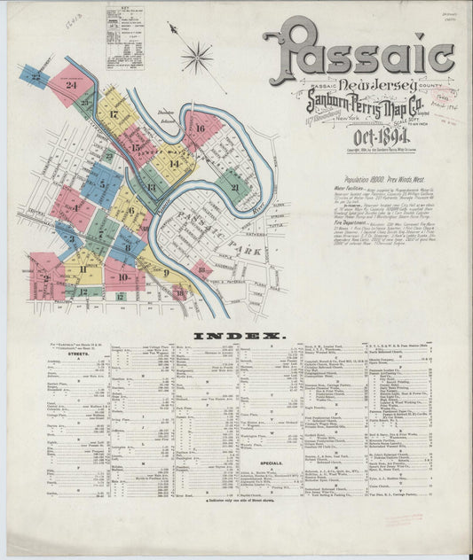 Sanborn Fire Insurance Map from Passaic, Passaic County, New Jersey. (1894) – Historic Sanborn Fire Insurance Map Print