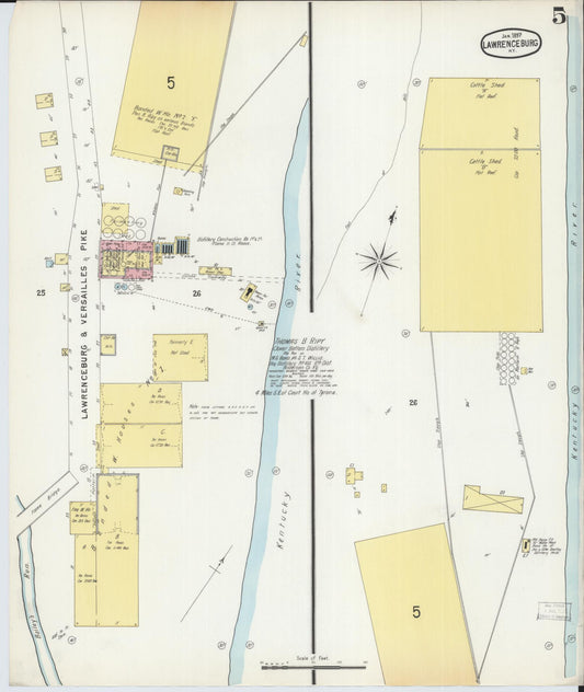 Sanborn Fire Insurance Map from Lawrenceburg, Anderson County, Kentucky (1897), Sheet #0005 - Historic Sanborn Fire Insurance Map Print, vintage old map wall art, antique decor, genealogy gift, Kentucky Kentucky map