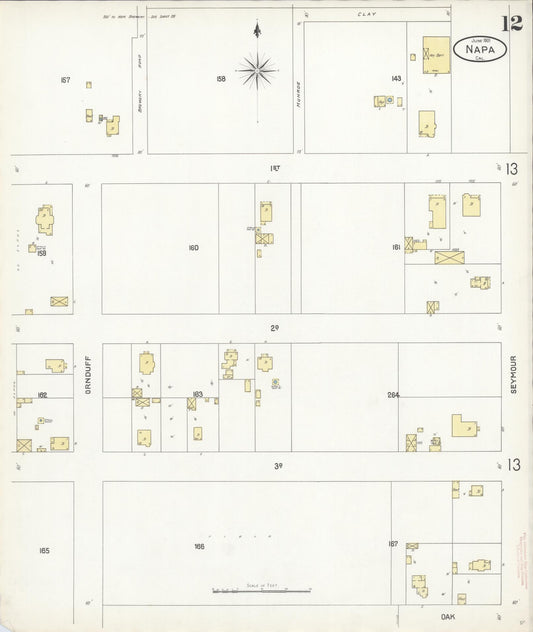 Sanborn Fire Insurance Map from Napa, Napa County, California (1901), Sheet #0012 - Historic Sanborn Fire Insurance Map Print, vintage old map wall art, antique decor, genealogy gift, California California map